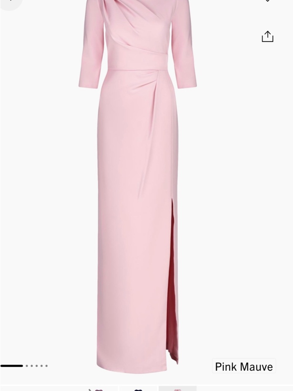 Kay Unger Elegant Pink Mauve Maxi Dress with Side Slit